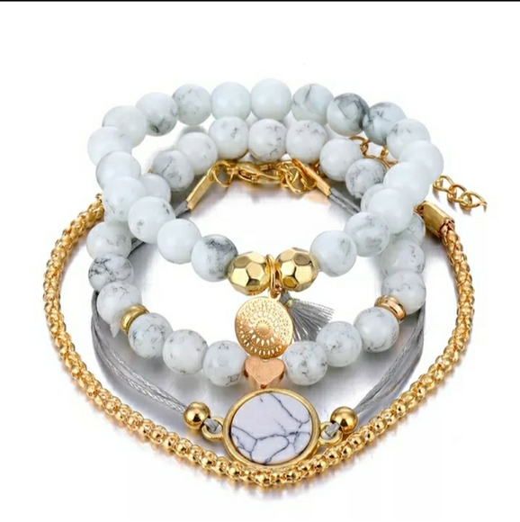 Marble and gold 4 peice jewellery set - Picture 4 of 4